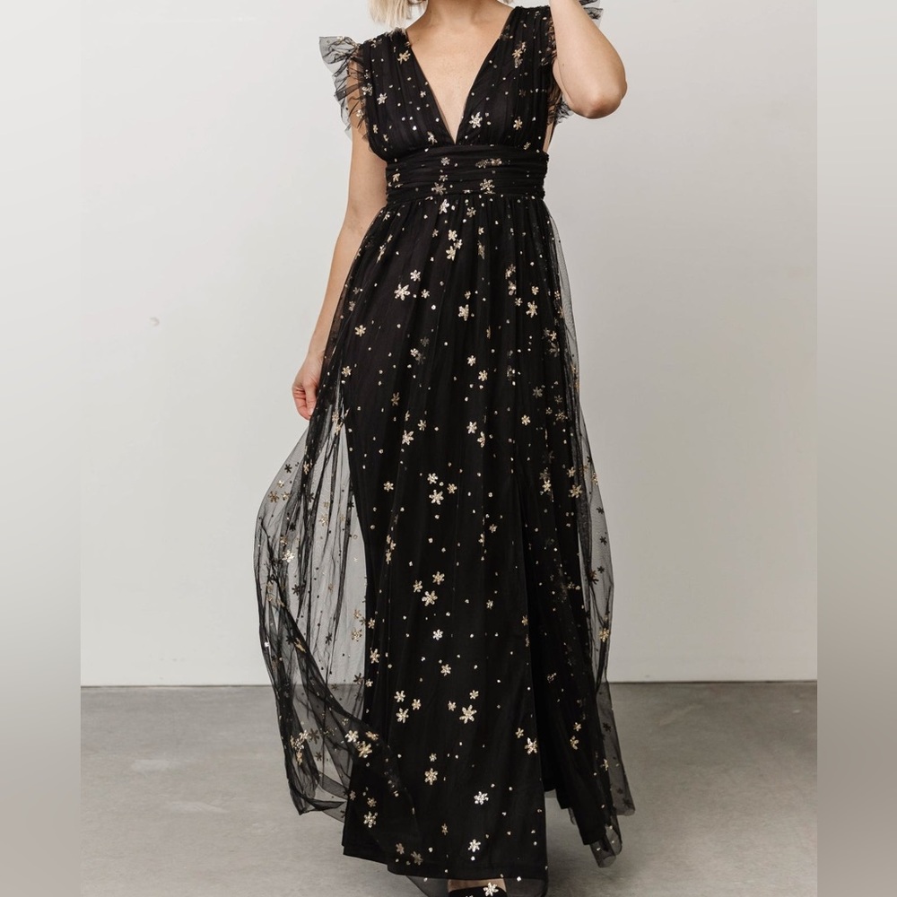 (Black/gold stars)Nova Shimmer Maxi Dress Baltic born